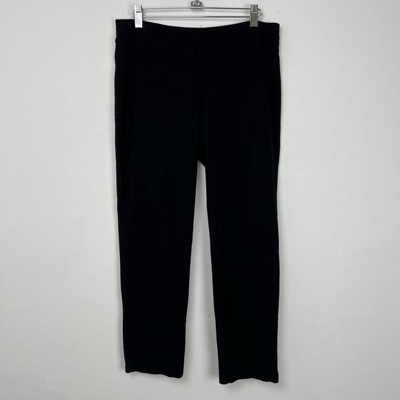 Eileen Fisher Small Petite Black Viscose Knit Pull On Ankle Cropped Legging Pant - Picture 1 of 8
